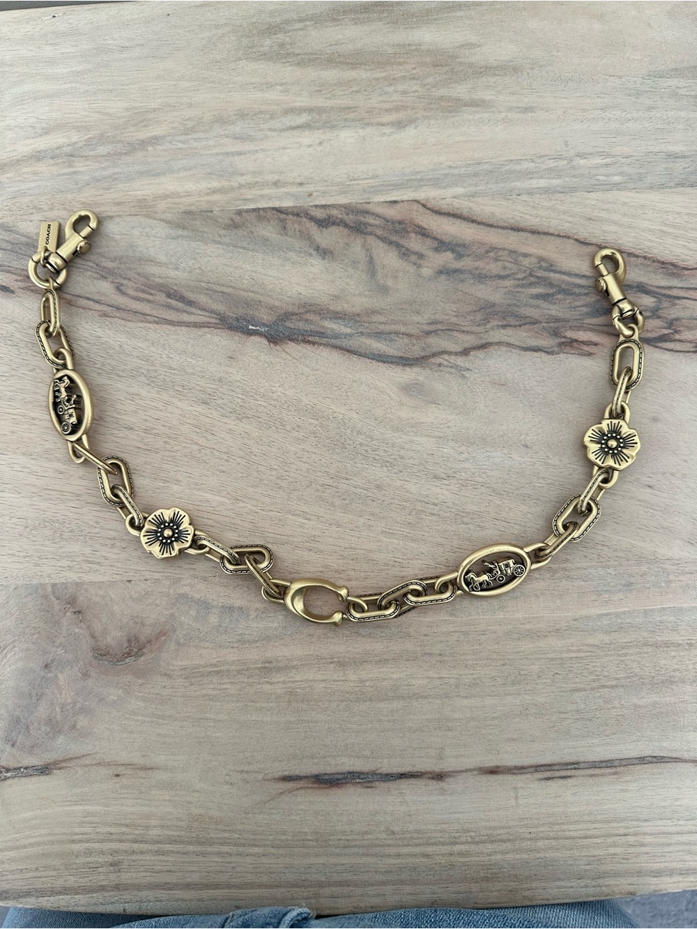 Coach Horse and Carriage Floral Gold Chain Bag Strap